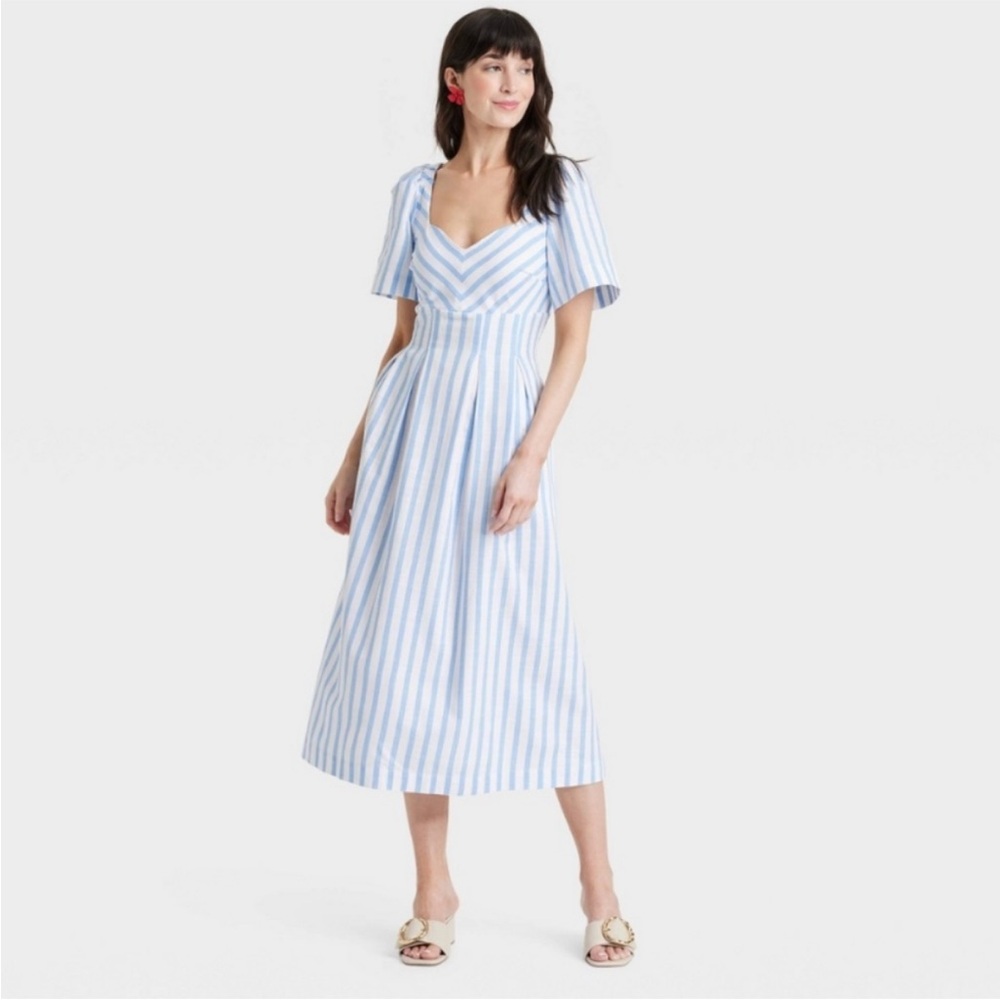 A New Day Blue and White Midi Dress